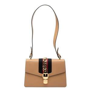 GUCCI Cream Leather Sylvie Shoulder Bag
